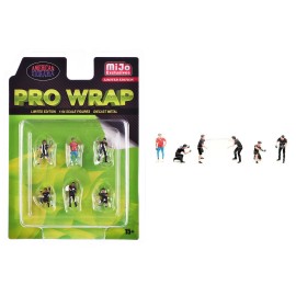 DCD 'Pro Wrap' Limited Edition 6-Piece 1/64 Scale Diecast Figure Set American Diorama 6 Figures for Collecting Toys