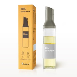 katbite 16oz Glass Olive Oil Dispenser Bottle for Kitchen Cooking - Leakproof Kitchen Essential with Precise Pouring Spout for Salad, Air Fryer, BBQ, Non-Stick Pans, Easy Refill and Use, Dark Grey