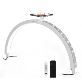 yAyusi Half Moon Light for Nail Desk with Phone Holder, 29In 40W Nail Tech Light, Nail Table Lamp with Wire Controller & Remote, 7 Color Modes, 10 Brightness for Beauty/Eyelashes/Tattoos (White)