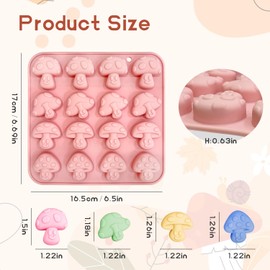 2PCS Mushroom Silicone Mold with 2 Droppers - 16 Cavity 3D Cute Mushroom Gummy Molds for Chocolate Candy Jello Soap Resin - Fondant Ice Cube Cookie Candle DIY Crafts