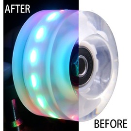 Nezylaf Light Up Roller Skate Wheels 8 Pack, 78A Hardness LED Skateboard Wheels with Premium ABEC-9 Bearings, Illuminating Roller Skate Accessories for Outdoor Indoor Quad Skates