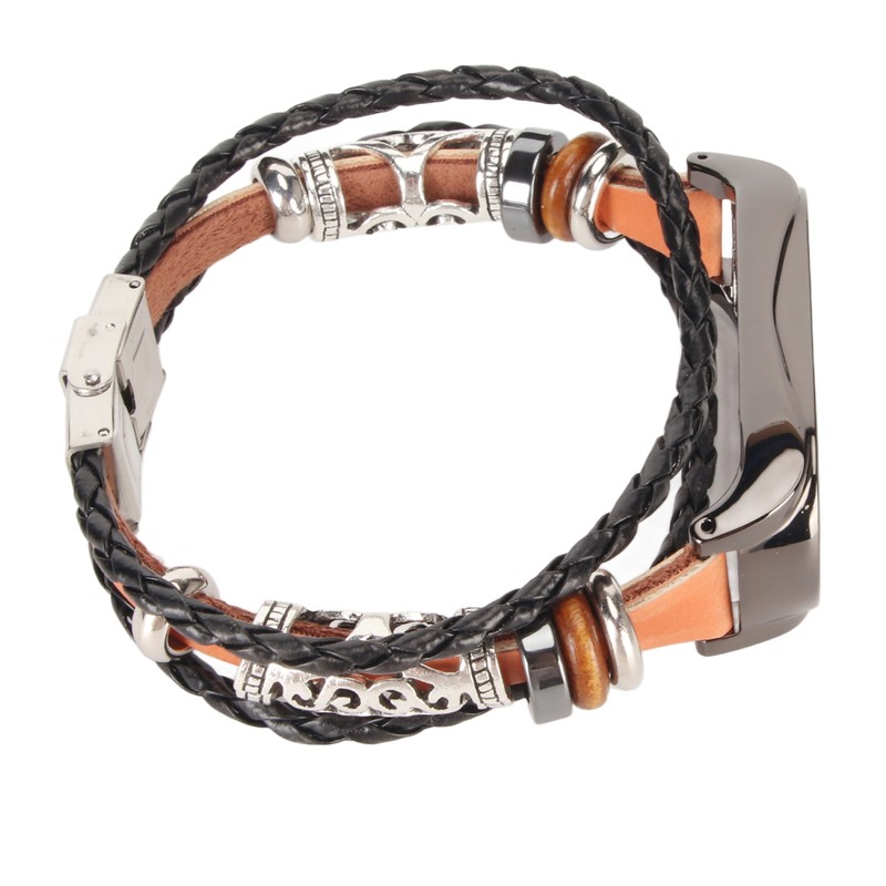 Leather Strap for Xiaomi 7 NFC Bracelet Metal Buckle Ethnic