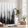 ORTIGIA Black and White Misty Forest Shower Curtain for Bathroom,