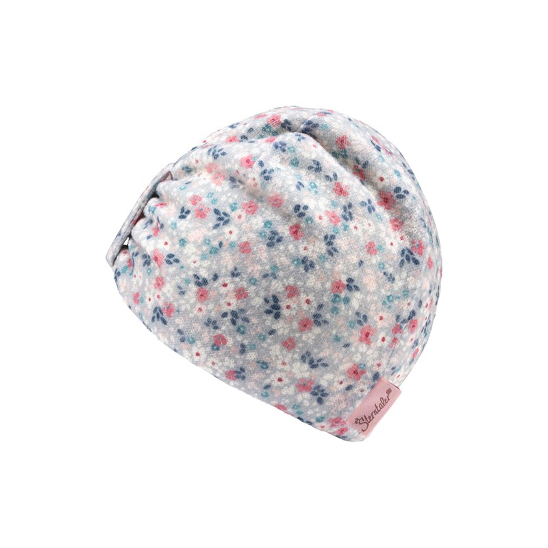 Sterntaler Girls' Beanie Scattered Flowers without, lightblue