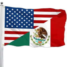 America and Mexico Friendship Flag Mexican Flag 3X5 Ft Polyester Outdoor Flag for Garden Yard Bedroom Decor with 2 Brass Grommets