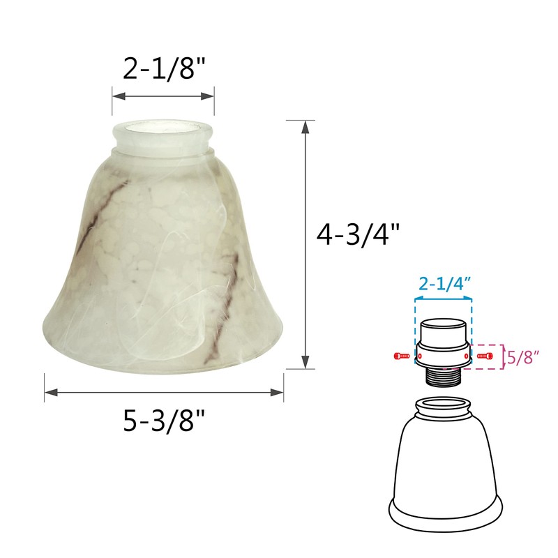 Aspen Creative 23108-4 Transitional Style Replacement Alabaster Glass Shade with