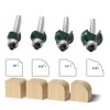 Gasea 4pcs 1/4" Shank Round Over Edging Router Bit Set,