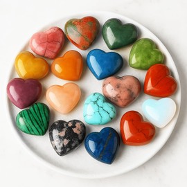 UICCVOKK 22 Pcs Heart Stones,Crystals and Gemstones,Love Heart Natural Stones,Natural Heart-Shaped Rocks,Love-Shaped Stone for Stress Relief Reiki Chakra Healing,Meditation,Balancing Yoga