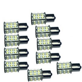 HQRP 10-Pack BA15s Bayonet Base 30 LEDs SMD 3528 LED Bulb Warm White for #1141#1156 Hurricane 31J Four Winds RV Motorhome plus HQRP Coaster