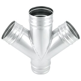 QWORK 4-Way Duct Splitter, 45° 4" Branch Metal Duct Connector Hose Adapter/Splitter