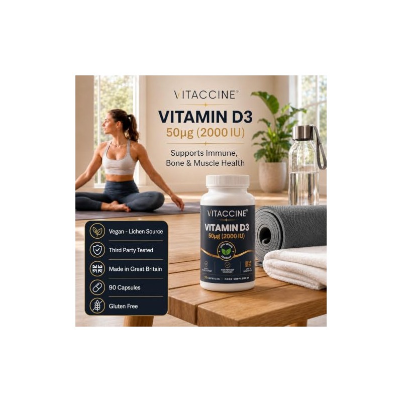 Vitamin D3 2000 IU 50µg, Vegan, 90 Capsules