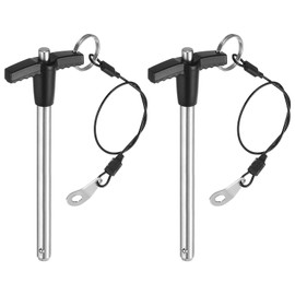 QUARKZMAN T-Handle Locking Pins, 8 mm x 80 mm Quick Release Pins, Usage Length, Stainless Steel Push Button, Quick Release Pin, Ball Lock Bolt, Pack of 2