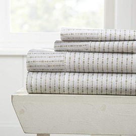 Home Collection iEnjoy Home Hotel Collection Premium Ultra Soft Beaded Arrows Pattern 4 Piece Bed Sheet Set, Twin, Sage