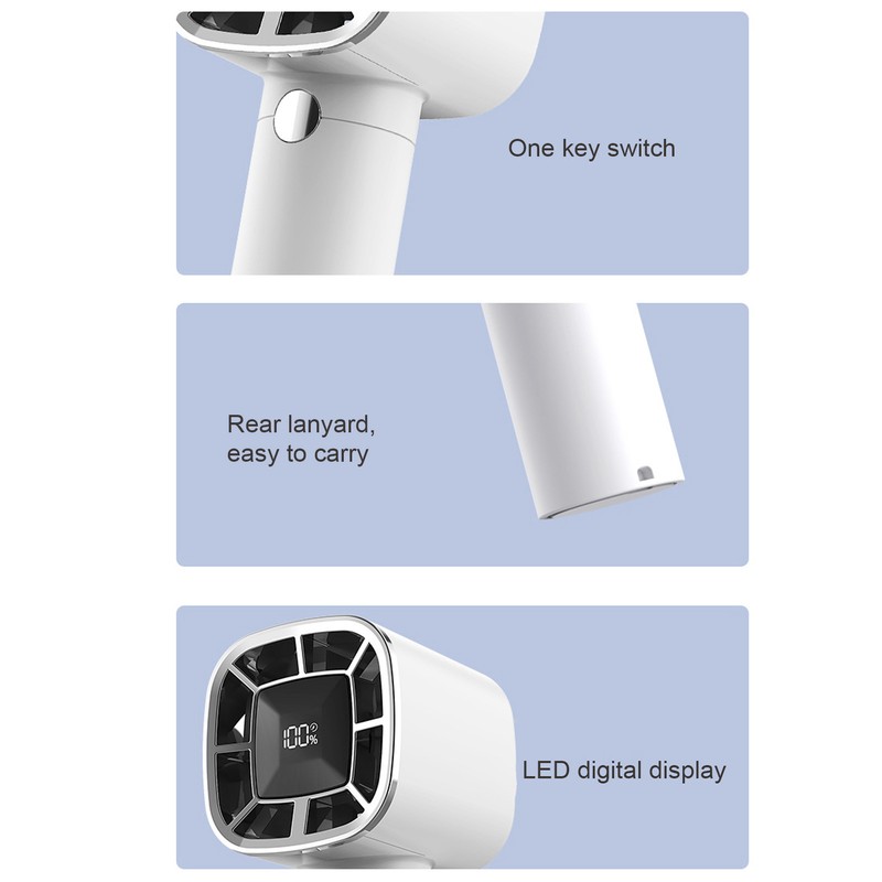 Handheld Turbo Fan ABS 3 Speeds USB Rechargeable Mini Portable