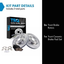 TRQ Front Brake Pad and Rotor Set Ceramic Vented Rotors Compatible with 2019-2021 Subaru Forester