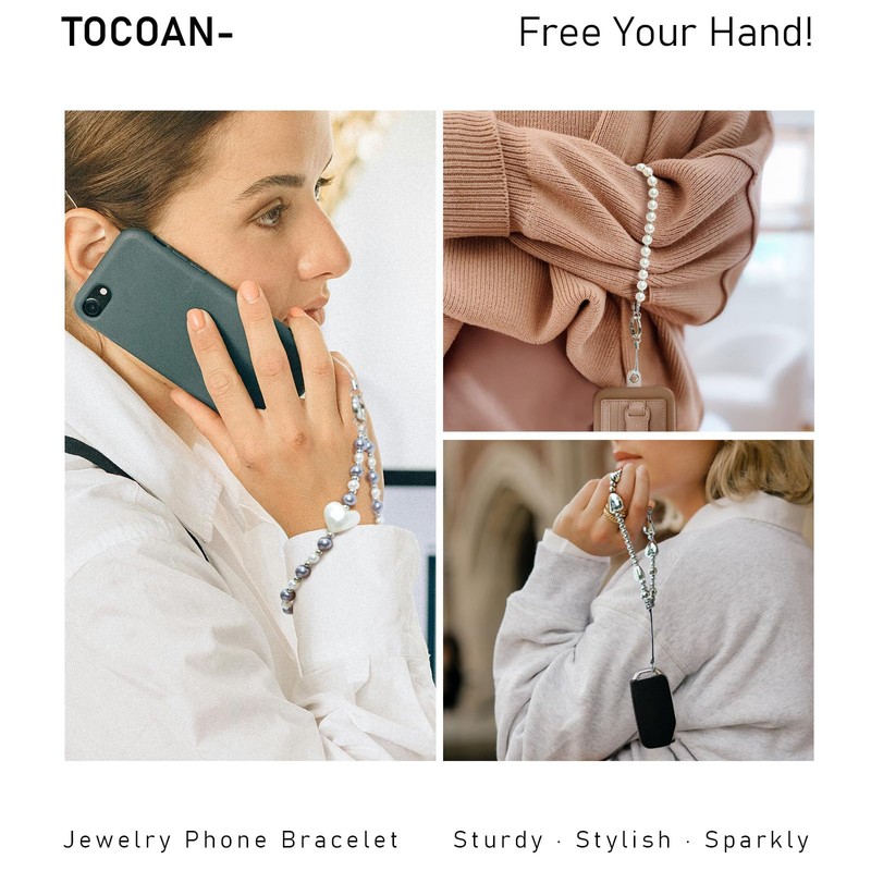 Tocoan Phone Charm Wrist Strap with Tether Tab, Detachable Anti-Theft,Charms