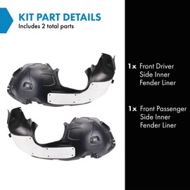 TRQ TRQ Front Inner Fender Liner Set Compatible with 2014-2018 Ford Transit Connect FO1248166 FO1249166