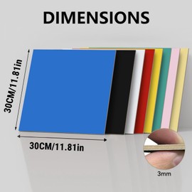 Creatorally 8 Pack Pre-Painted Colored Plywood Sheets,Basswood for Laser Cutting,12x12x1/8 Inch (3mm),Ideal for DIY Crafts, Engraving, Ornaments, Models Making (8 Colors Mixed)