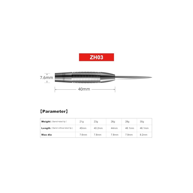 CyeeLife 26g Tungsten Steel Dart Barrels 90% 2BA