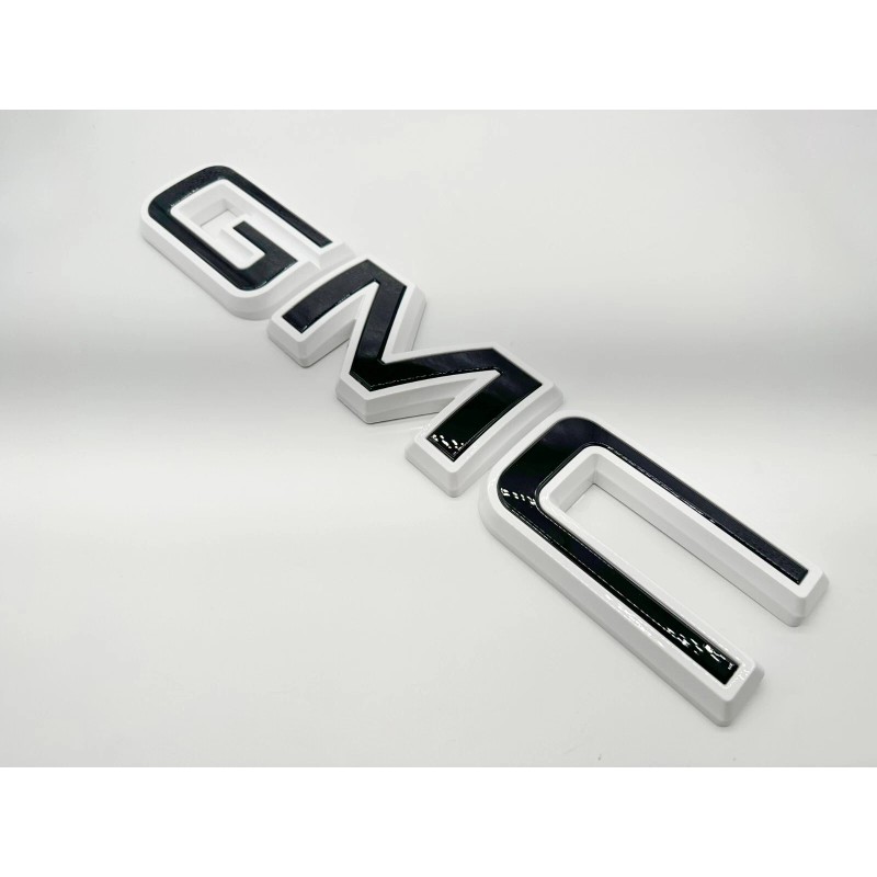 Auto Fit Rear Tailgate GMC Black White OVERLAY Emblem Badge