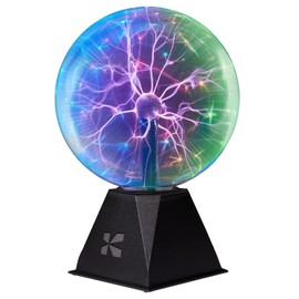 Katzco Colorful Plasma Ball - 8 Inch Static Electricity in a Vacuum Pressurized Glass Globe - Multicolored, Nebula, Thunder Lightning, Plug-in for Parties, Decorations, Prop, Home, STEM