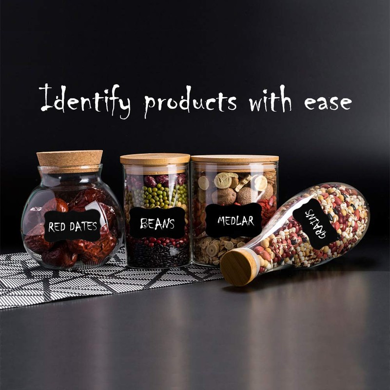64 Chalkboard Labels for Jars, Erasable and Reusable Waterproof Blackboard
