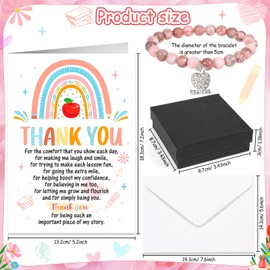 HOWAF Thank You Teacher Gifts for Women, Thank You Teacher Card, Best Teacher Card & Teacher Bracelet Gifts, Gifts for Teachers, Teacher Leaving Gifts, Teacher Appreciation Gifts
