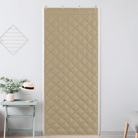 KEPARPCN Blackout Door Curtain - Privacy Thermal Insulated Self Adhesive Window Curtain for Patio French Door Curtain Windproof Waterproof Warm Curtains for Winter, W32 x L82 inch, 1 Panel, Cappuccino