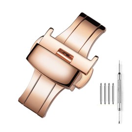 [Nywing] D Buckle 10mm 12mm 14mm 16mm 18mm 22mm Steel Watch Band Push Type D Buckle Watch Buckle Double Open Buckle Golden Silver Rose Gold Black Den Spring Bar Spring Bar Spring Bar Removal, 20 mm