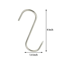 XGNG 12 Pcs 4 Inches S-Shaped Meat Hooks Stainless Steel Butcher's Hook Meat Hook Tool for Hanging, Drying, Butchering, Smoking, BBQ, Grilling