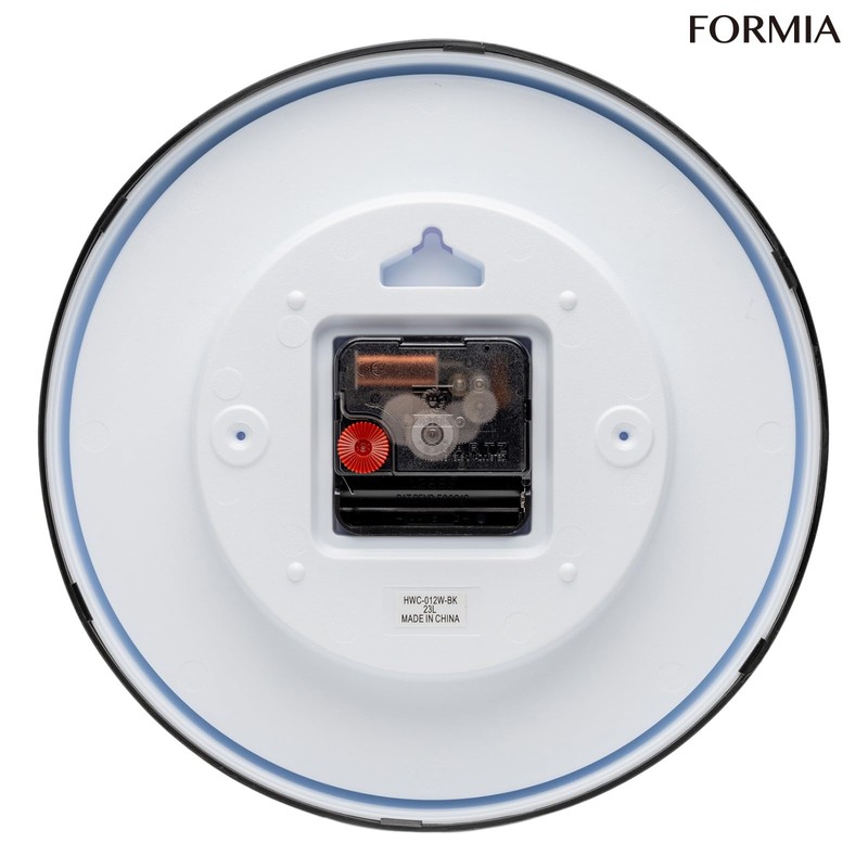 Formia HWC-012W-BK Wall Clock, Easy to View, Simple, Silent, Continuous