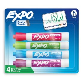 EXPO Dry Erase Markers Chisel Tip Assorted Tropical Colors 4 Count Pack Bright &