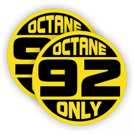 Unbranded (2) 92 OCTANE ONLY Fuel Door Vinyl Stickers | Gasoline Gas Pump Decals | Labels