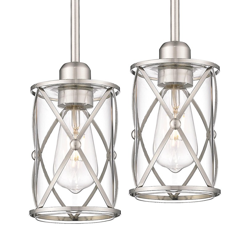 Osimir Brushed Nickel Pendant Lights Kitchen Island 2 Pack, Mini
