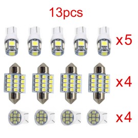 FZJDSD LED Light Bulbs Kit Set Car Interior Dome Map Door Courtesy License Plate Lights 194 LED Light Bulb 6000K 168 T10 2825 5SMD LED DE3175 Led Car Bulb, 31mm 1.22in 3175 (Pack of 13)