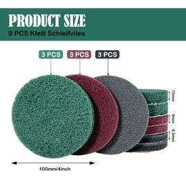 Pack of 9 Velcro Sanding Fleece, 3 Sanding Sponge 100 mm, Polishing Sponge for Random Orbital Sanders, Red