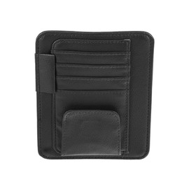 X AUTOHAUX PU Leather Car Sun Visor Organizer Glasses Holder Card Holder Auto Accessories Pocket Organizer Black