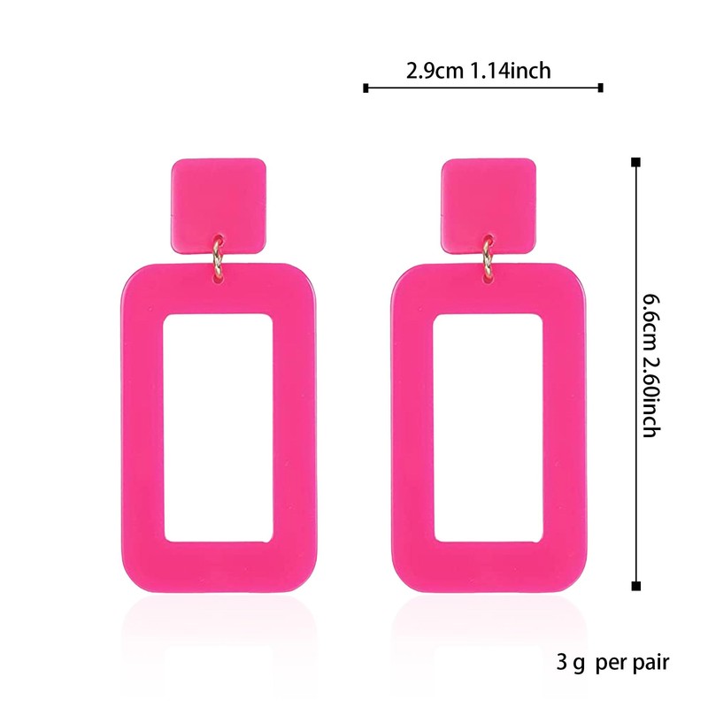 Just Follow Hot Pink Geometric Beaded Drop Dangle Hoop Earrings
