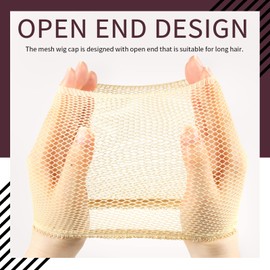 FANDAMEI Wig Caps Net, 4PCS Wig Caps Mesh Net Open End, Light Brown Wig Cap for women, Nylon Mesh Wig Caps Net, Strength Wig Cap Light Brown