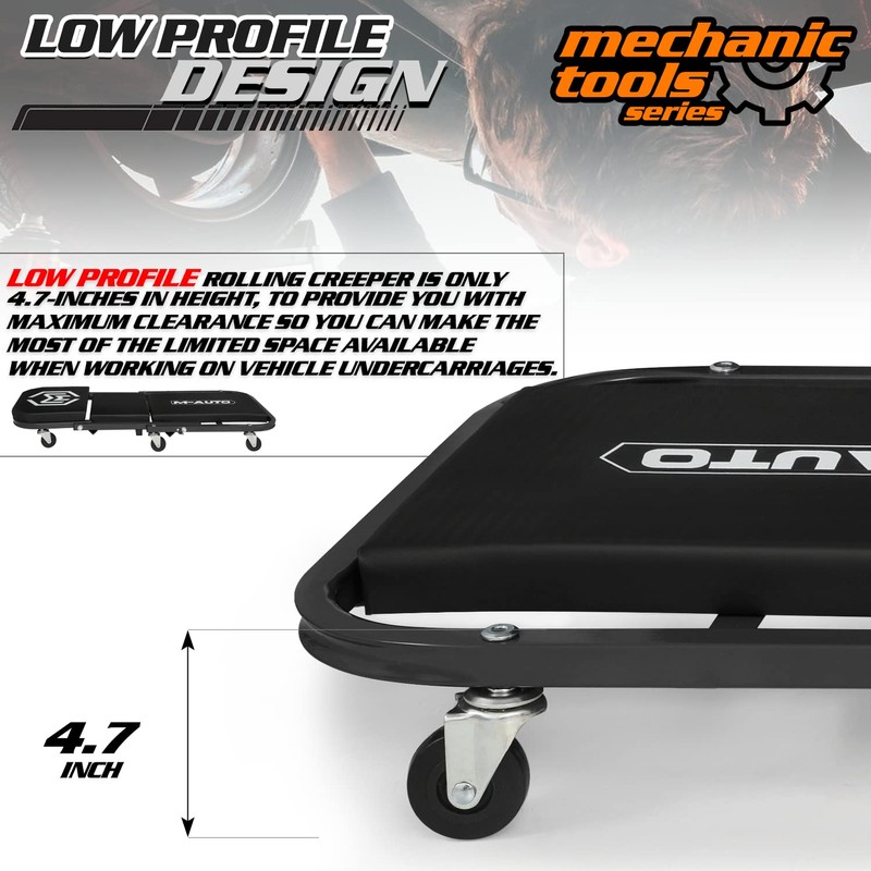 M-AUTO Foldable Z Creeper 2-in-1 Rolling Folding Car Creeper &