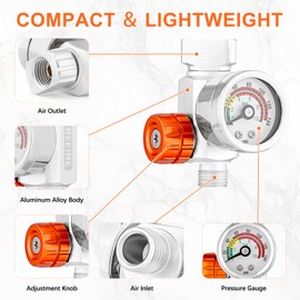 REFINE Spray Gun Regulator Kit, Air Pressure Regulator with Gauge for Pneumatic Paint Guns, Precise Airflow Control Valve 1/4" NPS, 145PSI, Easy to Read, with Teflon Tape & Quick Connector Adapter