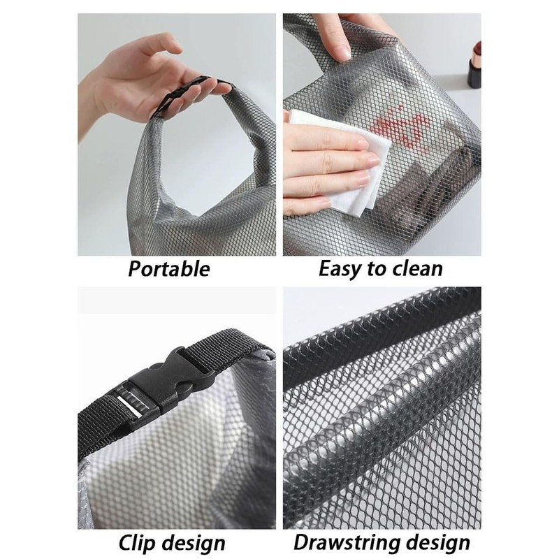 1 x Transparent Toiletry Bag with Carry Handle Transparent Waterproof