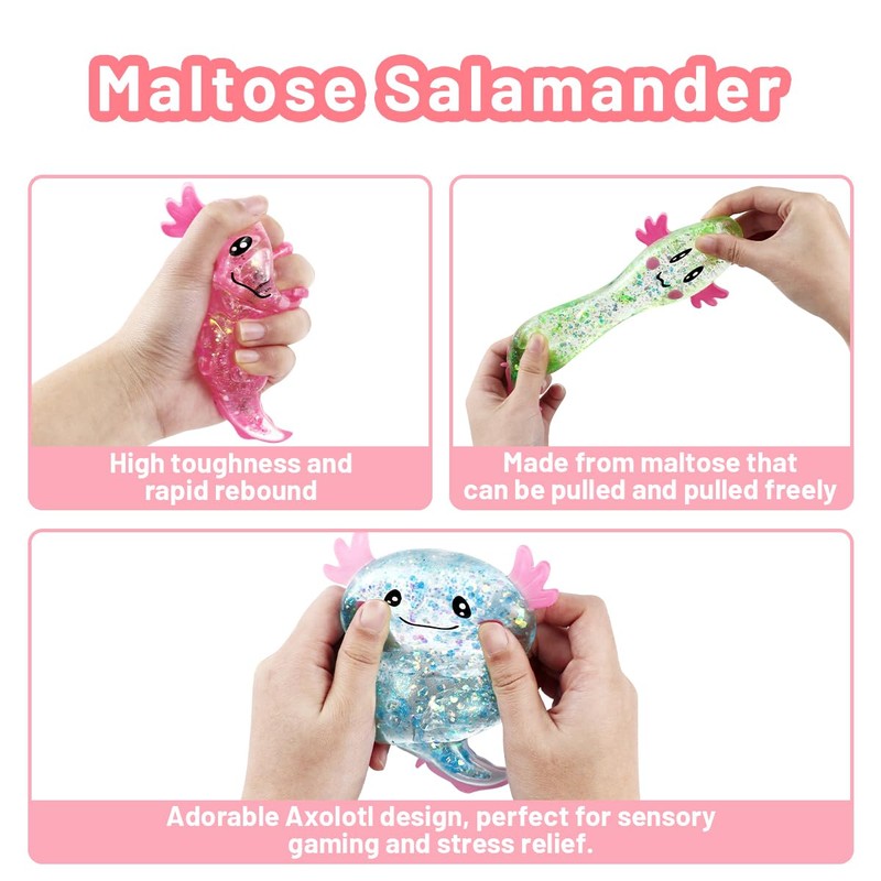 Pack of 3 Axolotl Squeeze Stress Toys - Stress Relief