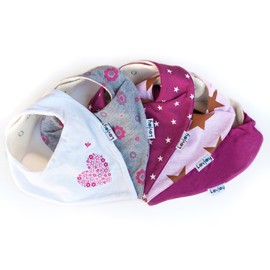 Lovjoy Bandana Dribble bibs, Super Absorbent & Soft for Teething Babies , Fits Newborn to 3 years, Adjustable Snaps, Best Baby Gift. 5 PACK (PRETTY IN PINKS)