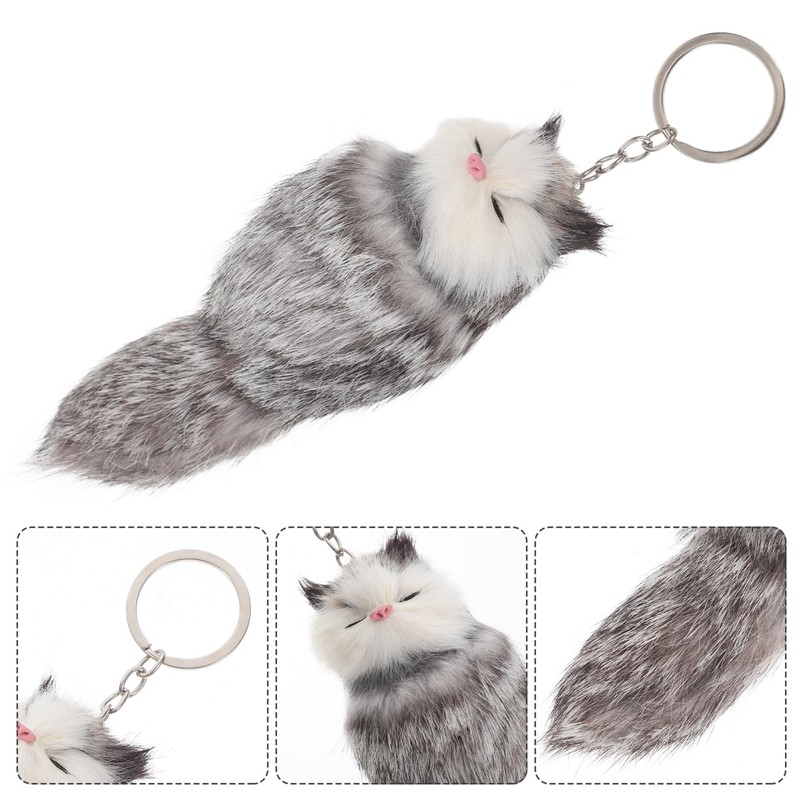 CALLARON Stuffed Fox Decoration, Plush Key Pendant, Plush Keychain, Key