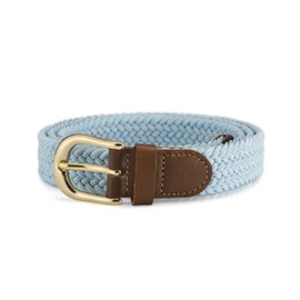 Streeze Ladies Stretch Belts - 5 Sizes Elasticated Woven Braided Fabric. 1 inch Wide with Gold Buckle (Large, Light Blue)
