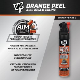 DAP Spray Texture Orange Peel Water Based 2n1 Wall & Ceiling Texture Spray with Aim Tech Nozzle, White, 25 Oz (7079850005)