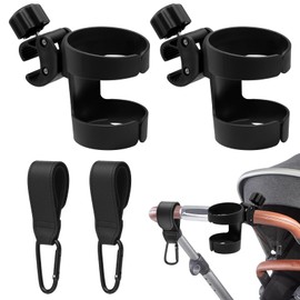 Drinks Holder Pushchair, Universal Drink Holder for Bicycle, 2 Pieces, Adjustable 360 Degree Rotation, Bottle Holder, Water Cup Holder, Stroller Cup Holder, for Trolleys, Pushchairs, Wheelchair