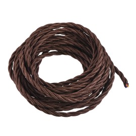 MECCANIXITY 16.4Ft Twisted Cloth Covered Wire, 18/3 Cloth Covered Electrical Wire Vintage Industrial Electronic Wire Cloth Cord Cable for Pendant Light DIY Project, Brown