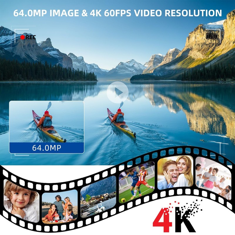 Weochi Video Camera, Camcorder 4K, 64MP 30FPS Dual Lens Camera